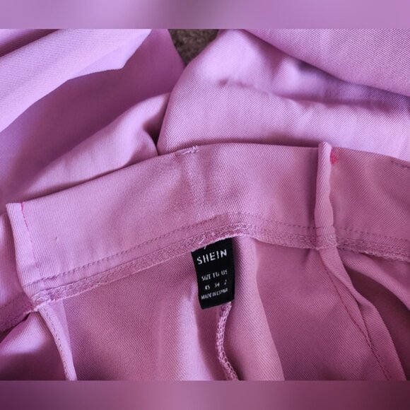 Free💗Shein Tightened & shortened pink tailored wideleg crop highrise pants XS - Picture 6 of 8